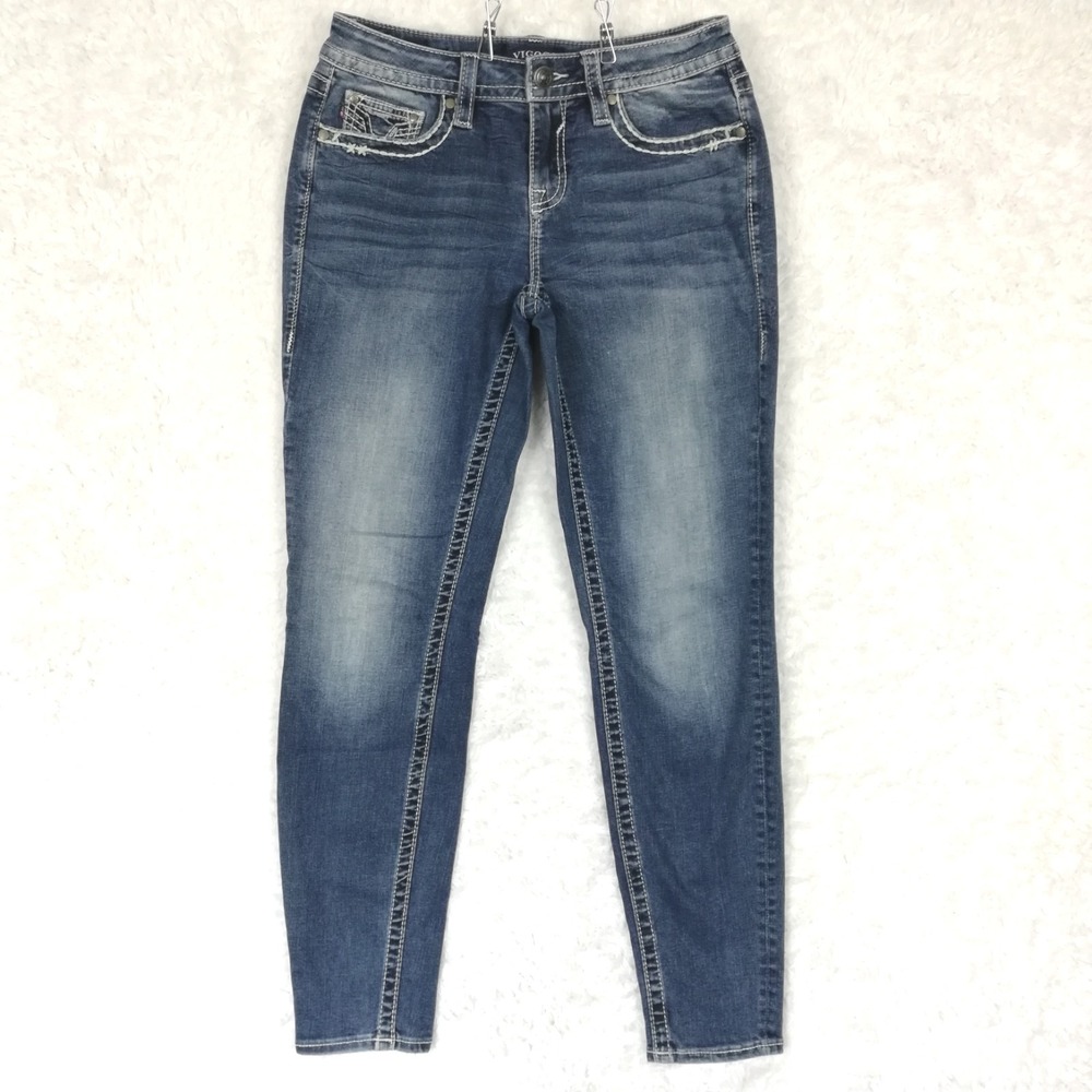 Vigoss Womens Jeans Skinny Blue Denim Mid Rise Medium Wash Stretch 8
